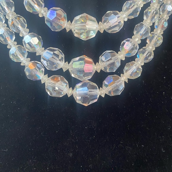 1950’s vintage AB Crystal three strand necklace 16” - Picture 4 of 12